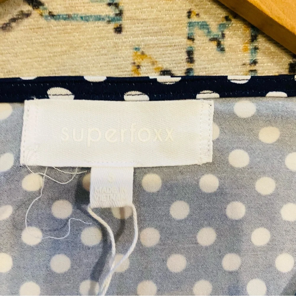 SUPERFOXX NWT NAVY & WHITE Polka Dot Fitted Ruched Midi DRESS - Picture 4 of 6